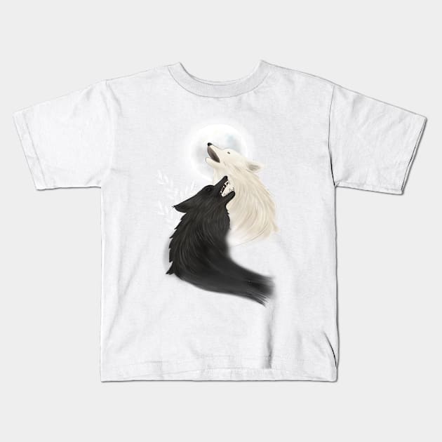 The legend of the two wolves - illustration of the inspiring and meditative tale Kids T-Shirt by AudreyJanvier